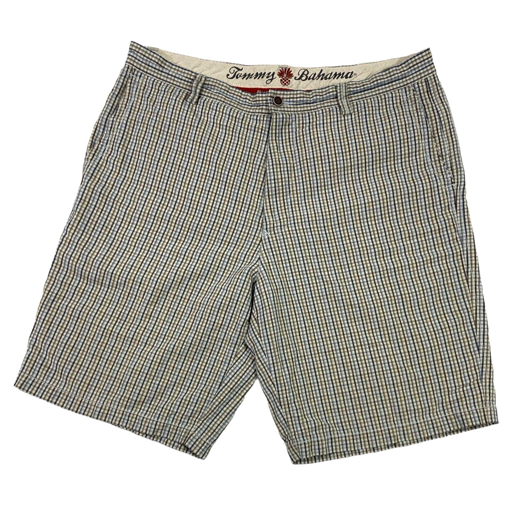 Tommy Bahama Linen Silk Paradise Nation Plaid Shorts Size 38 Golf Lake